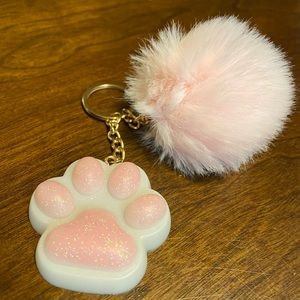 Babypink kawaii cat paw keychain